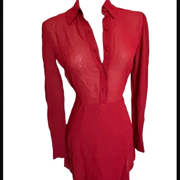 red long sleeve floor length dress 21848